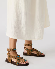 LINEAR Taupe Suede Strappy Footbed Studded Women's Sandal | Steve Madden near me