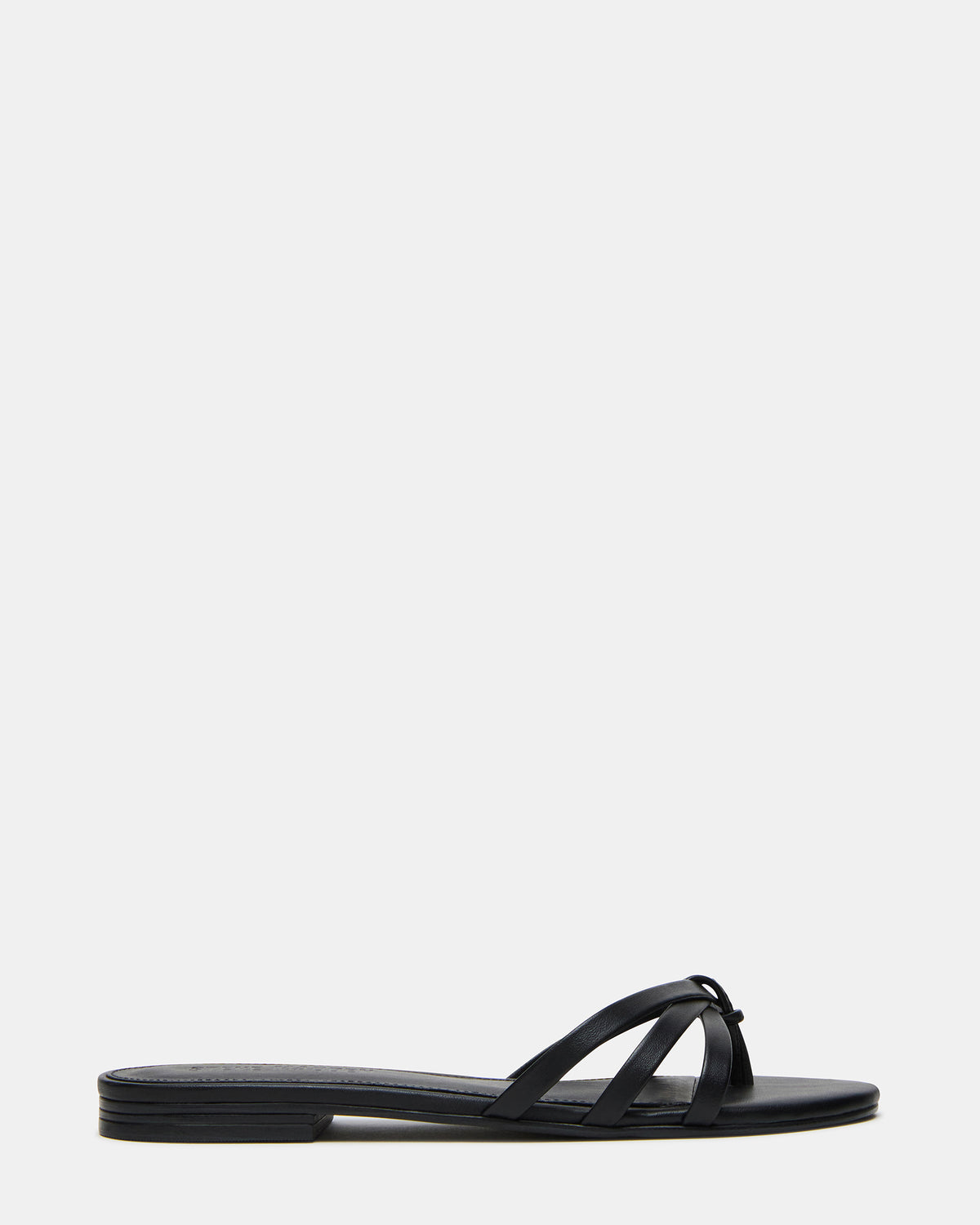 CALISSI Black Leather Strappy Slide Women's Sandal | Steve Madden US