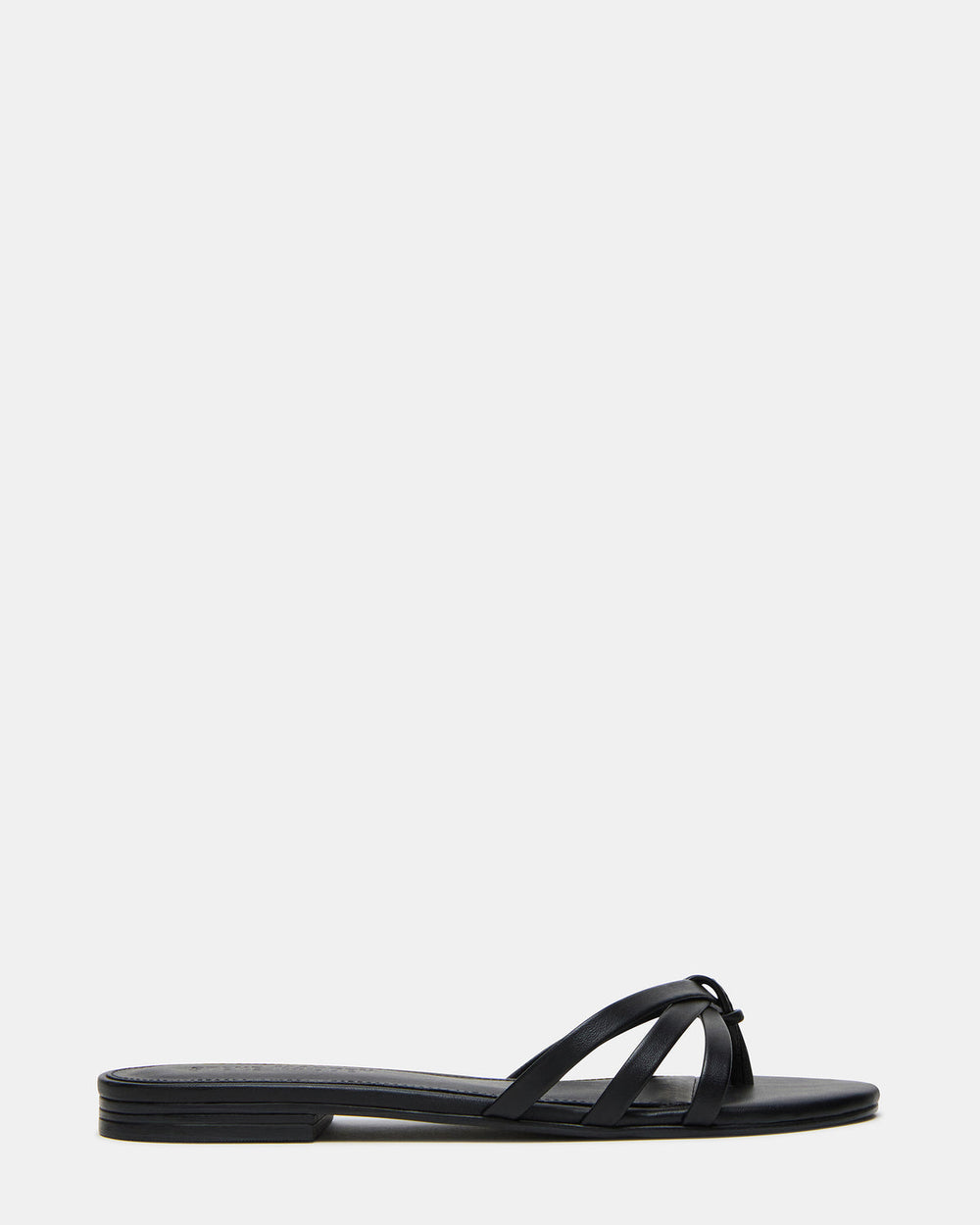 CALISSI Black Leather Strappy Slide Women's Sandal | Steve Madden US