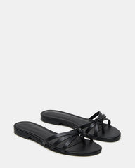 CALISSI Black Leather Strappy Slide Women's Sandal | Steve Madden US