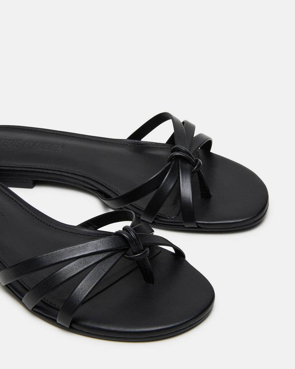 CALISSI Black Leather Strappy Slide Women's Sandal | Steve Madden US