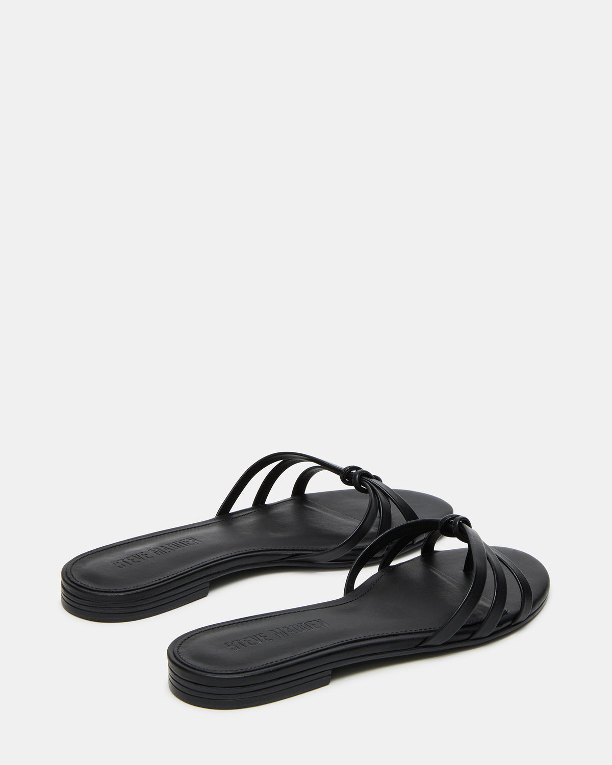 CALISSI Black Leather Strappy Slide Women's Sandal | Steve Madden US