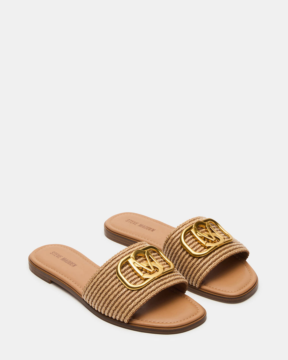 KORA Natural Raffia Gold Detail Slide Women's Sandal | Steve Madden near me