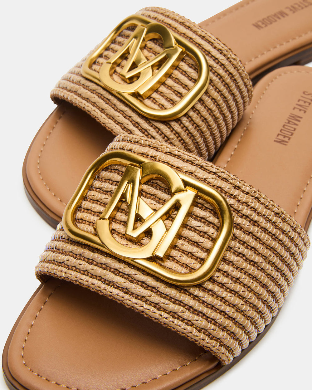 KORA Natural Raffia Gold Detail Slide Women's Sandal | Steve Madden near me