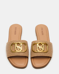 KORA Natural Raffia Gold Detail Slide Women's Sandal | Steve Madden near me