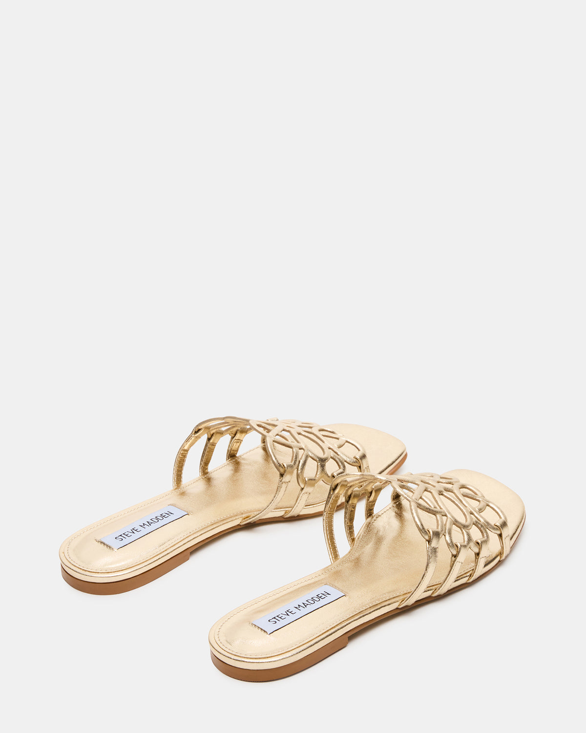 LOTUS Gold Leather Square-Toe Slide Women's Sandal | Steve Madden discount