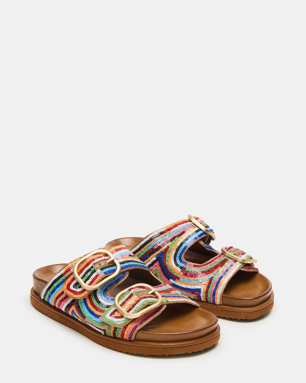 TOURIST Multi Color Footbed Slide Women's Sandal | Steve Madden online