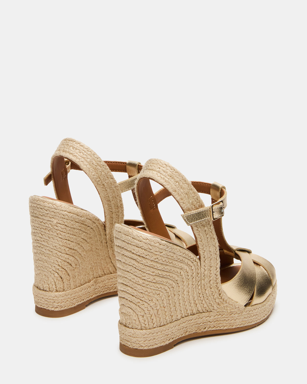 THELMA Gold Leather Espadrille Wedge Ankle Strap Women's Sandal | Steve Madden outlet