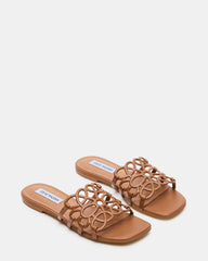 LOTUS Tan Leather Square-Toe Slide Women's Sandal | Steve Madden Sale