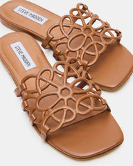 LOTUS Tan Leather Square-Toe Slide Women's Sandal | Steve Madden Sale