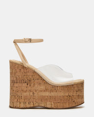 SINAI Clear Square-Toe Platform Wedge Strappy Women's Sandal | Steve Madden on Sale