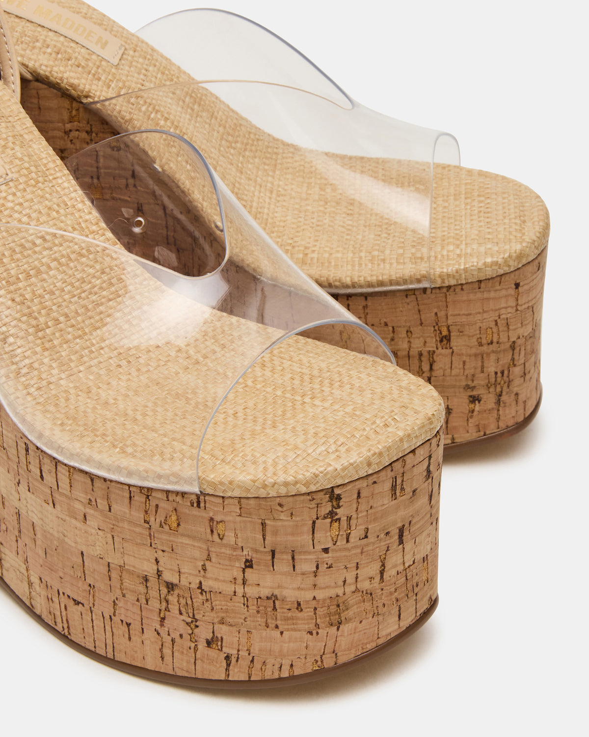 SINAI Clear Square-Toe Platform Wedge Strappy Women's Sandal | Steve Madden on Sale