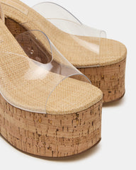 SINAI Clear Square-Toe Platform Wedge Strappy Women's Sandal | Steve Madden on Sale