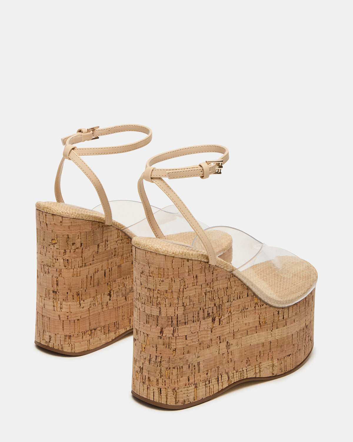 SINAI Clear Square-Toe Platform Wedge Strappy Women's Sandal | Steve Madden on Sale