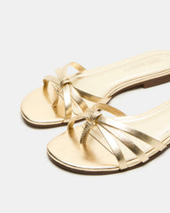 CALISSI Champagne Leather Strappy Women's Slide Sandal | Steve Madden discount