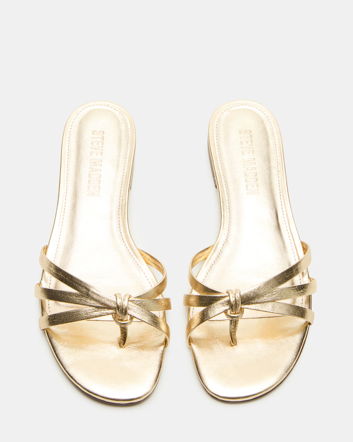 CALISSI Champagne Leather Strappy Women's Slide Sandal | Steve Madden discount