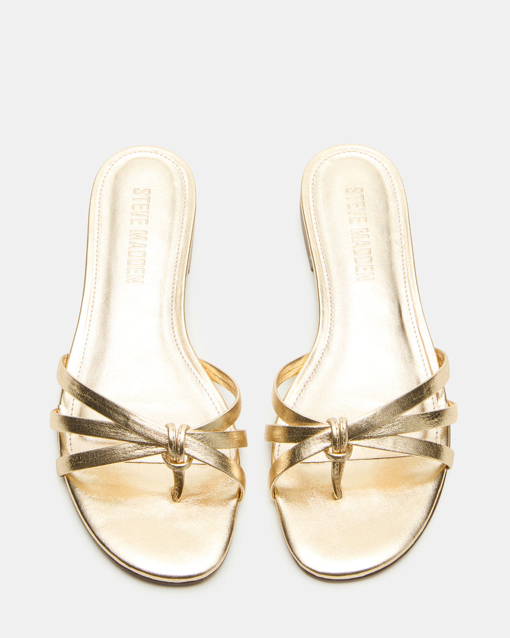 CALISSI Champagne Leather Strappy Women's Slide Sandal | Steve Madden discount