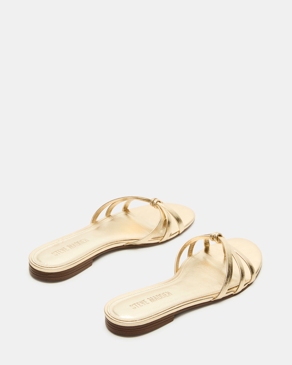CALISSI Champagne Leather Strappy Women's Slide Sandal | Steve Madden discount