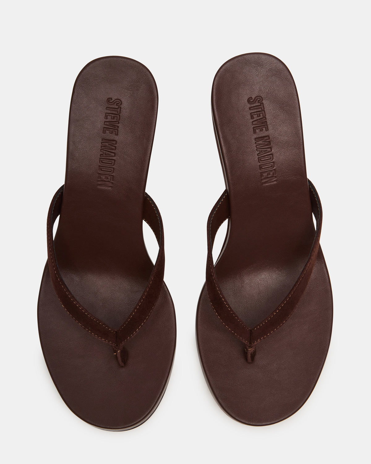 PLAYING Brown Suede Thong Wedge Women's Sandal | Steve Madden online