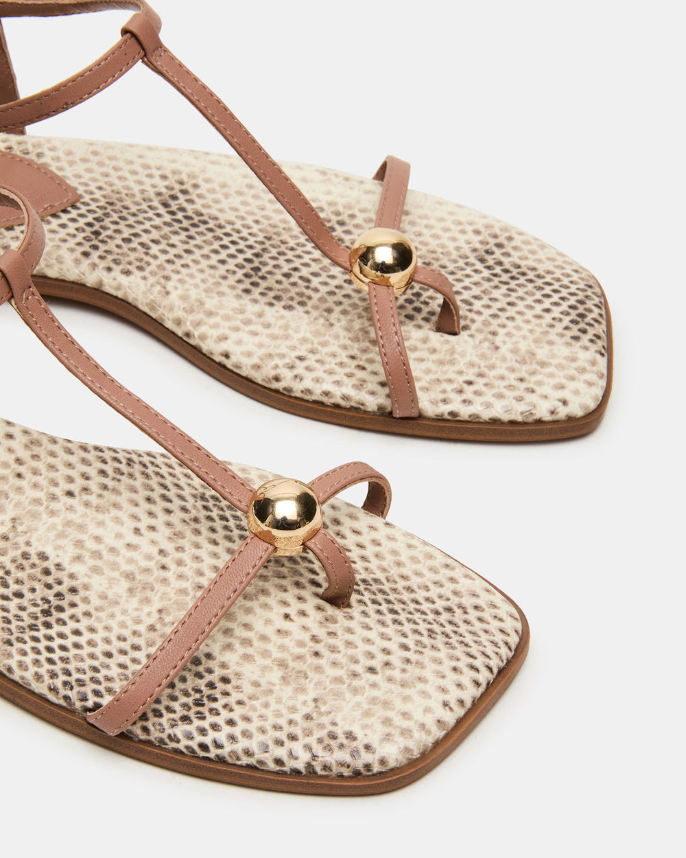 RITZY Natural Snake Square-Toe Strappy Women's Sandal | Steve Madden US