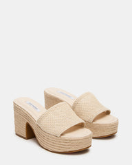 TRIPPY Natural Raffia Platform Mule Women's Sandal | Steve Madden for Sale