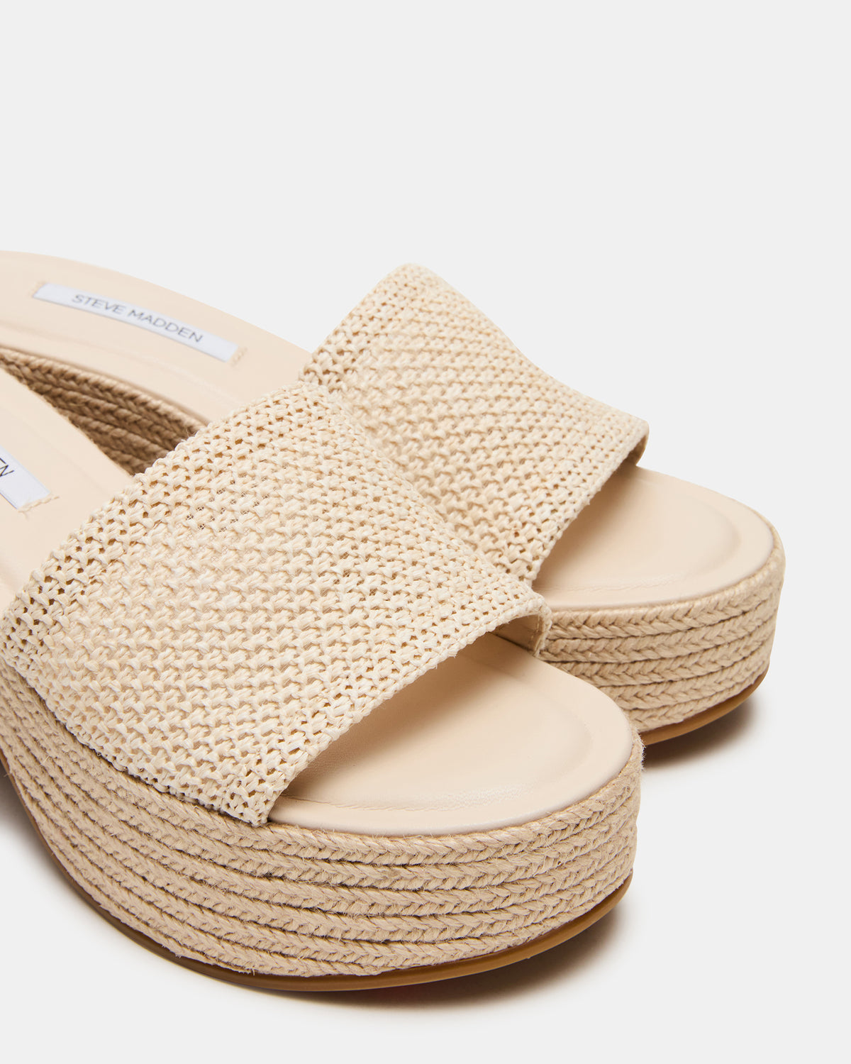 TRIPPY Natural Raffia Platform Mule Women's Sandal | Steve Madden for Sale
