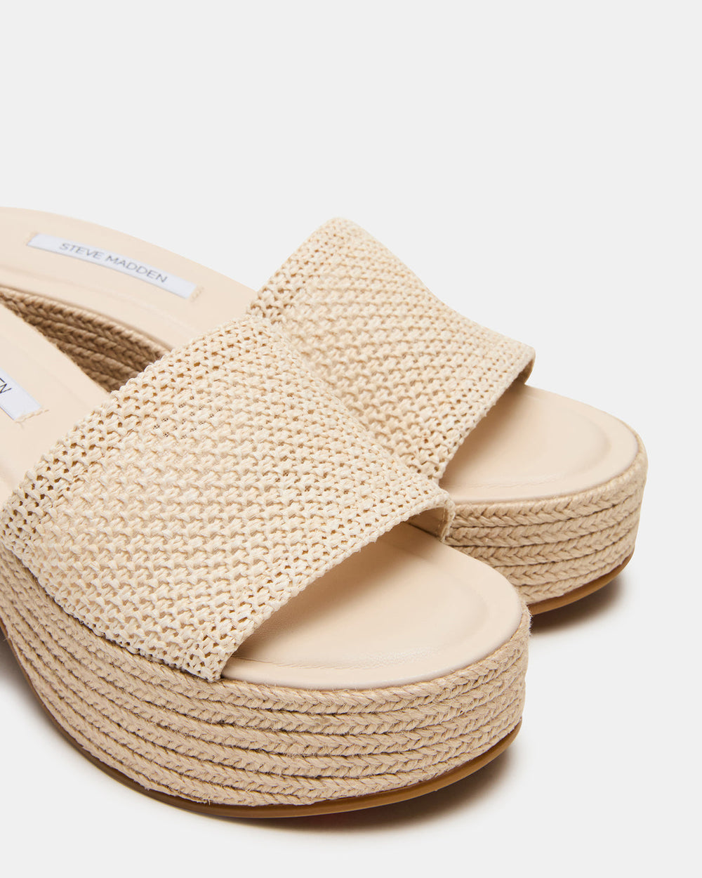 TRIPPY Natural Raffia Platform Mule Women's Sandal | Steve Madden for Sale