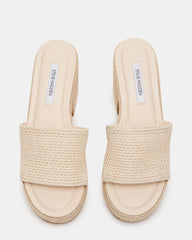 TRIPPY Natural Raffia Platform Mule Women's Sandal | Steve Madden for Sale