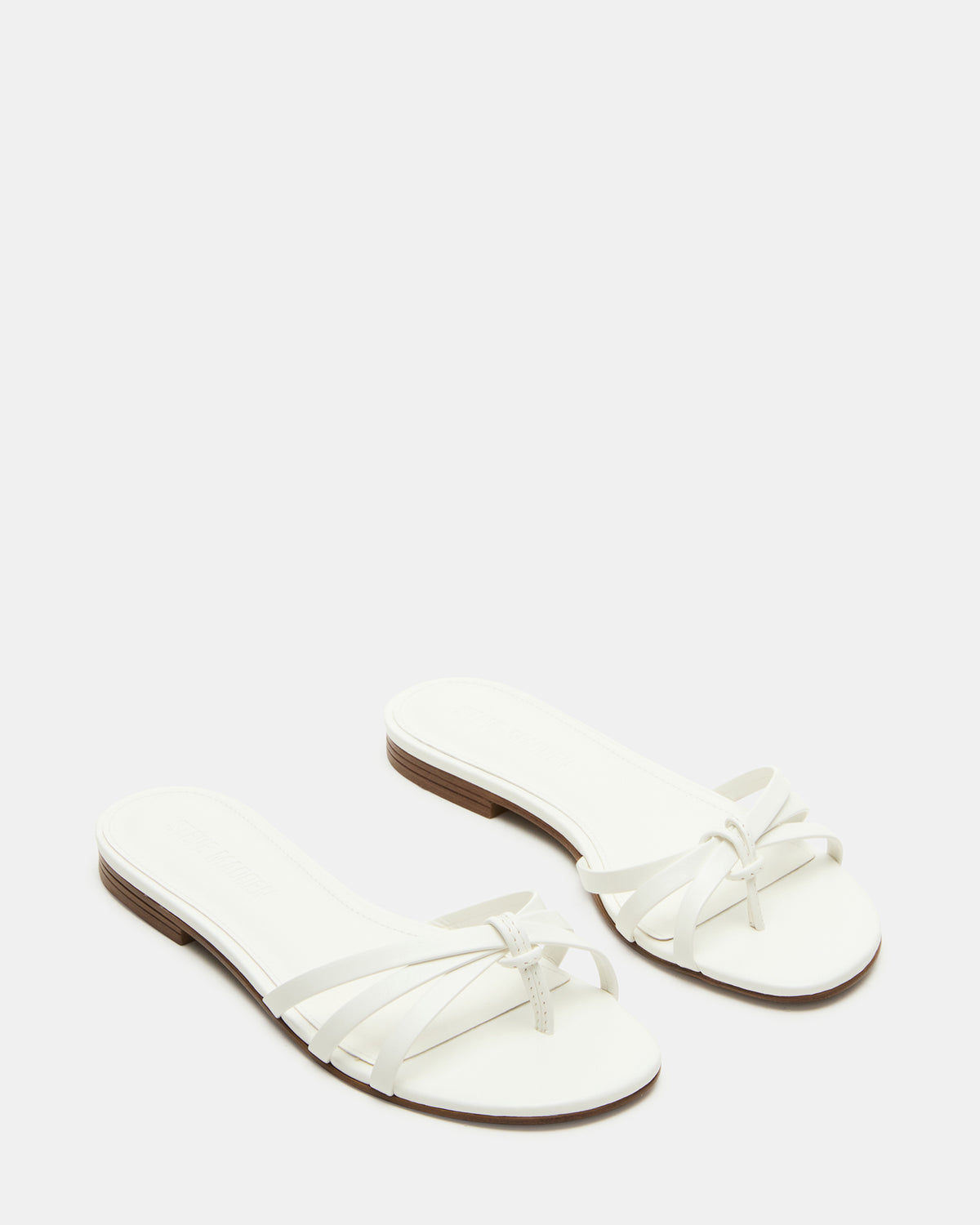 CALISSI White Leather Strappy Women's Slide Sandal | Steve Madden on Sale