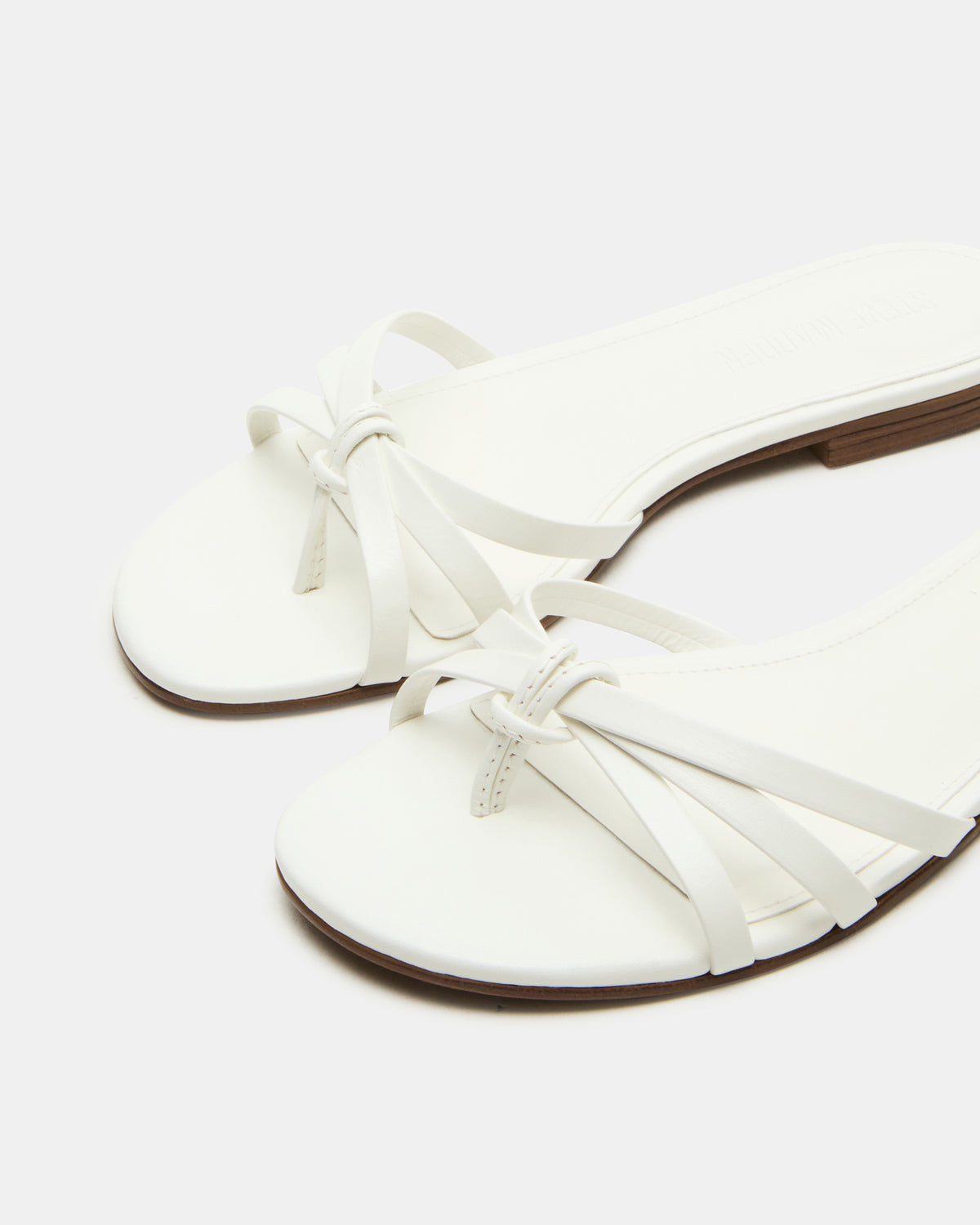CALISSI White Leather Strappy Women's Slide Sandal | Steve Madden on Sale