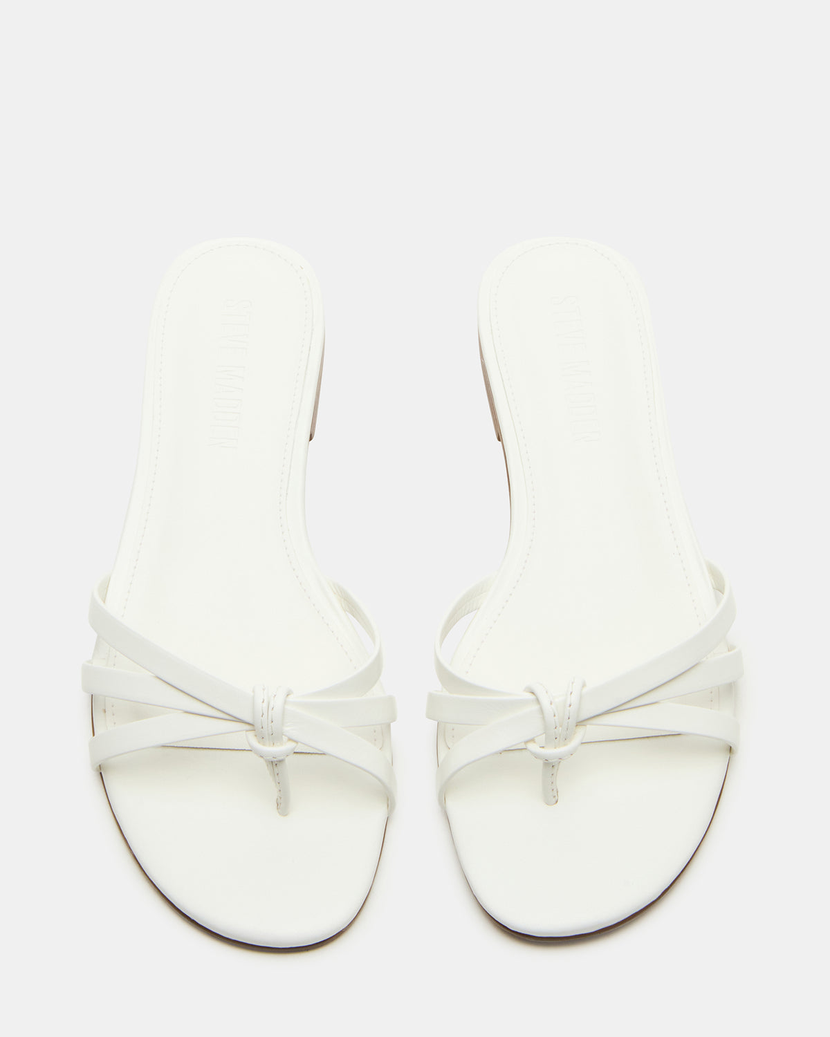 CALISSI White Leather Strappy Women's Slide Sandal | Steve Madden on Sale