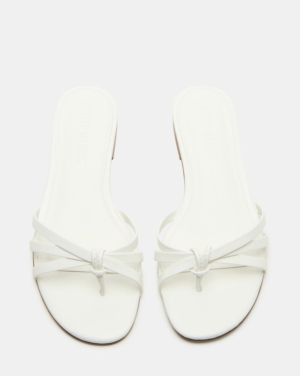 CALISSI White Leather Strappy Women's Slide Sandal | Steve Madden on Sale