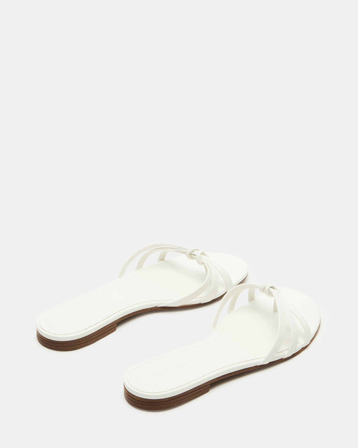 CALISSI White Leather Strappy Women's Slide Sandal | Steve Madden on Sale