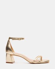 RAE Gold Leather Strappy Block Heel Women's Sandal | Steve Madden near me