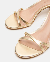 RAE Gold Leather Strappy Block Heel Women's Sandal | Steve Madden near me