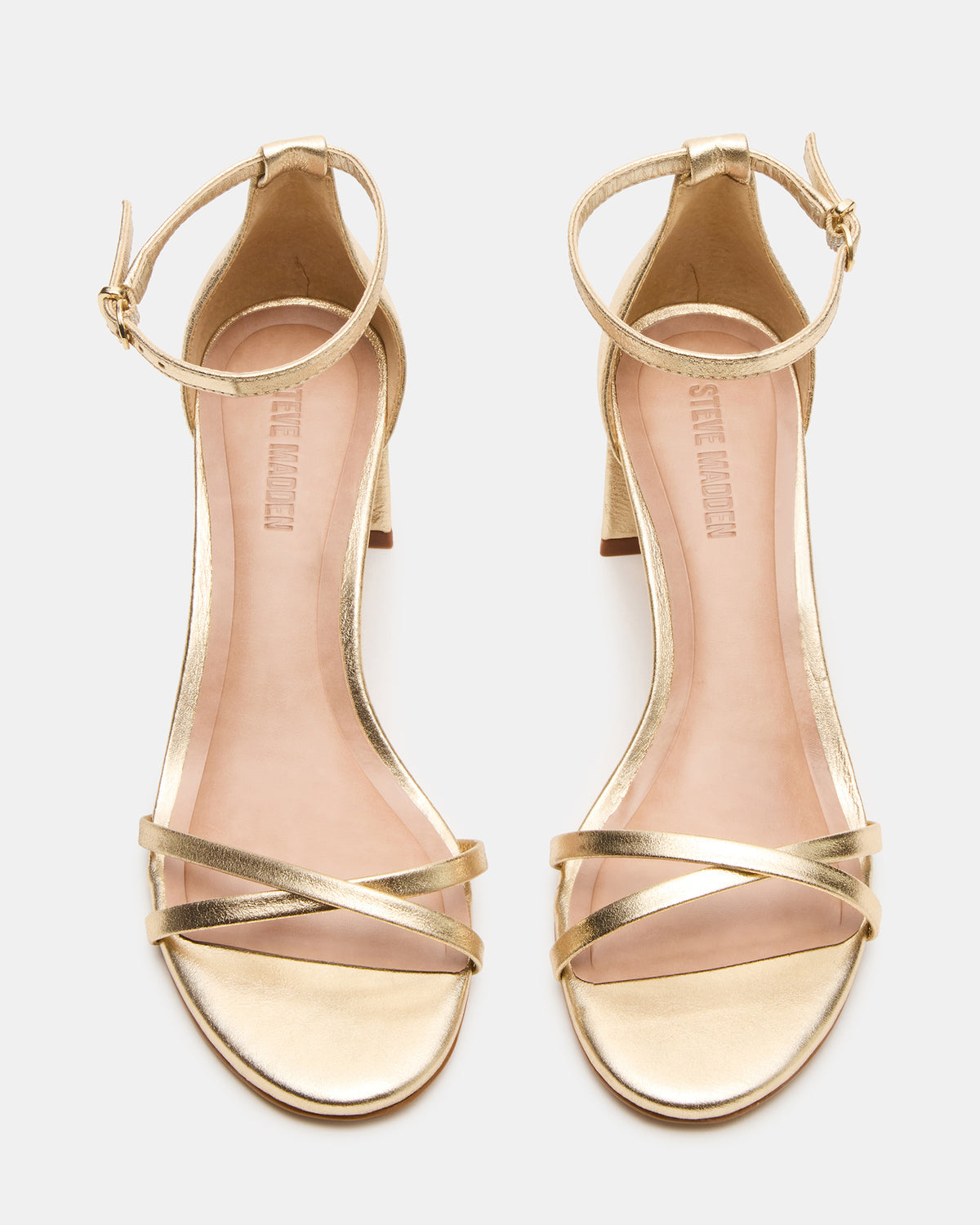 RAE Gold Leather Strappy Block Heel Women's Sandal | Steve Madden near me