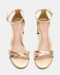 RAE Gold Leather Strappy Block Heel Women's Sandal | Steve Madden near me
