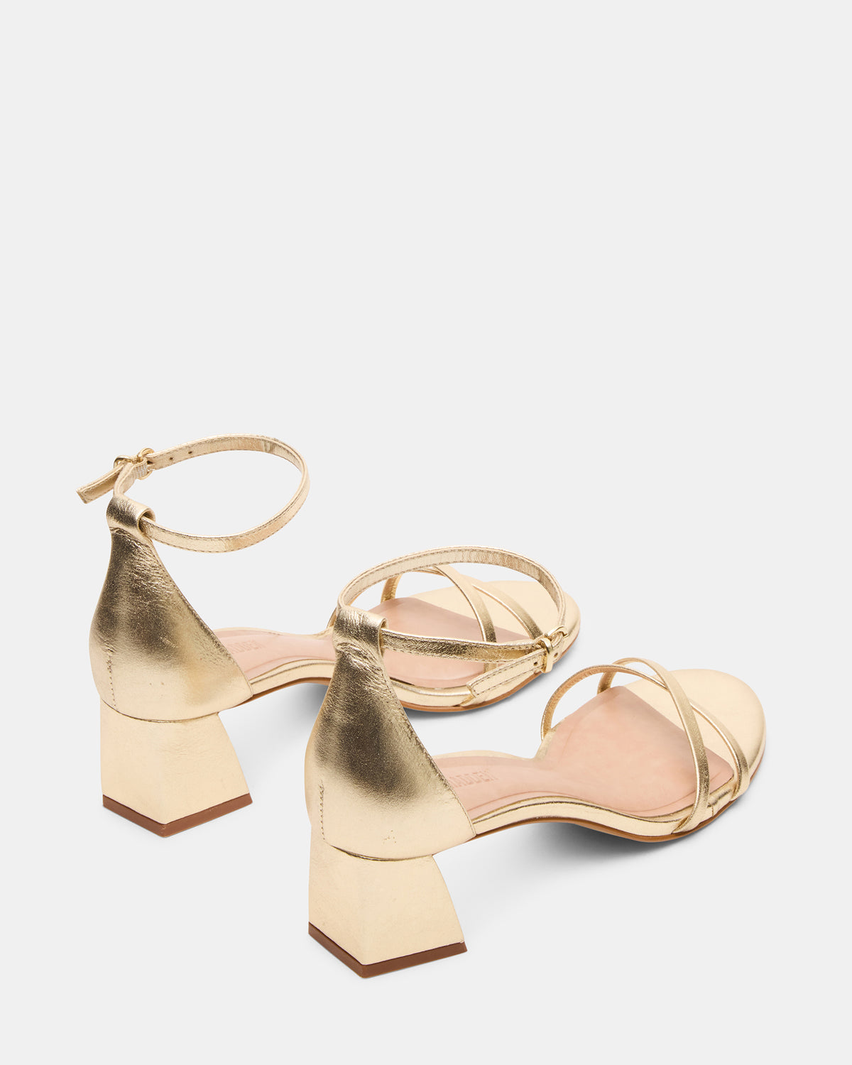 RAE Gold Leather Strappy Block Heel Women's Sandal | Steve Madden near me