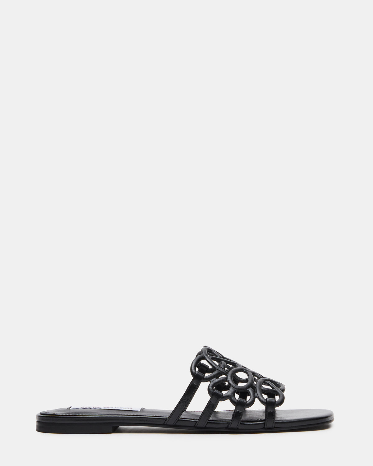 LOTUS Black Leather Square-Toe Slide Women's Sandal | Steve Madden US