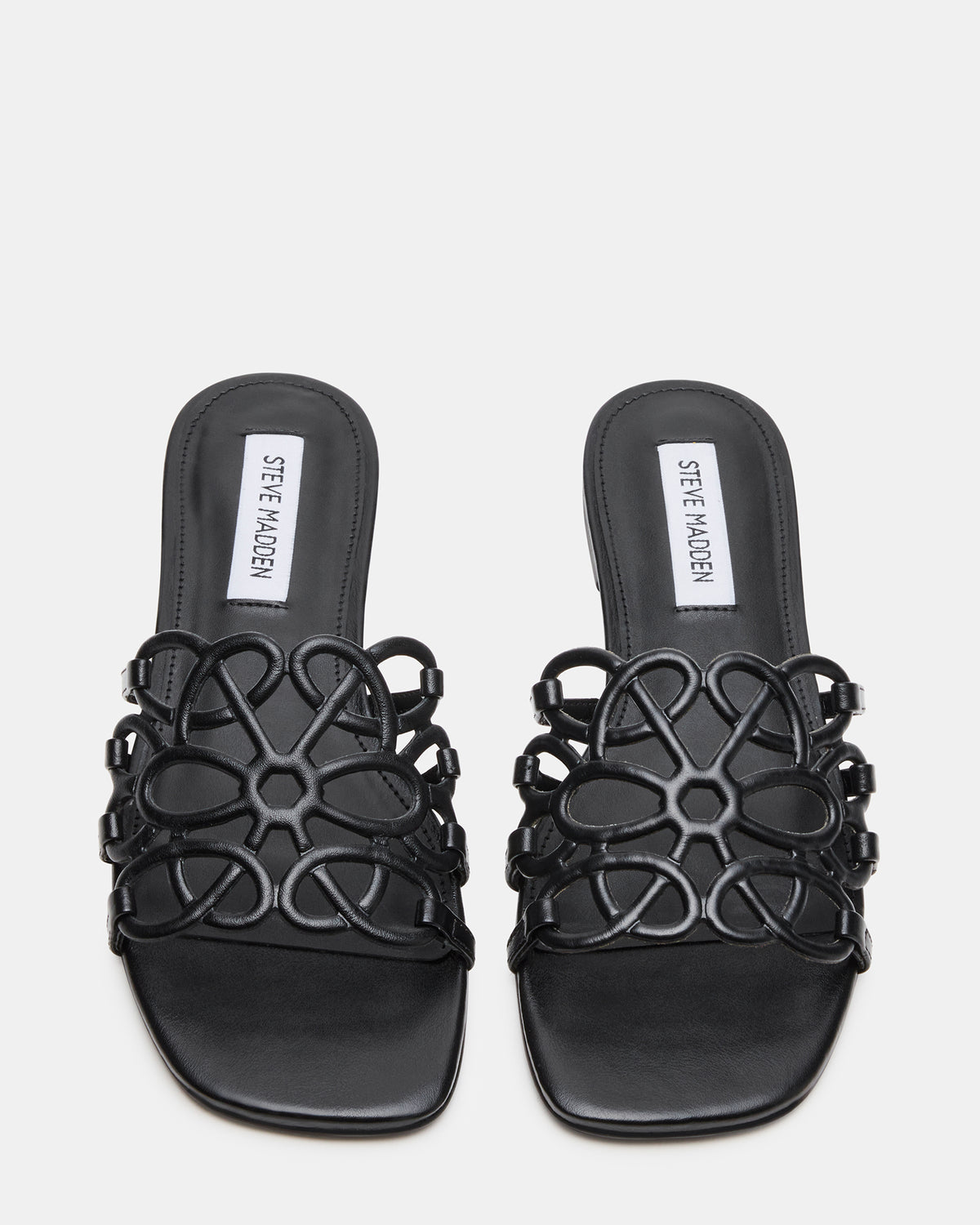 LOTUS Black Leather Square-Toe Slide Women's Sandal | Steve Madden US