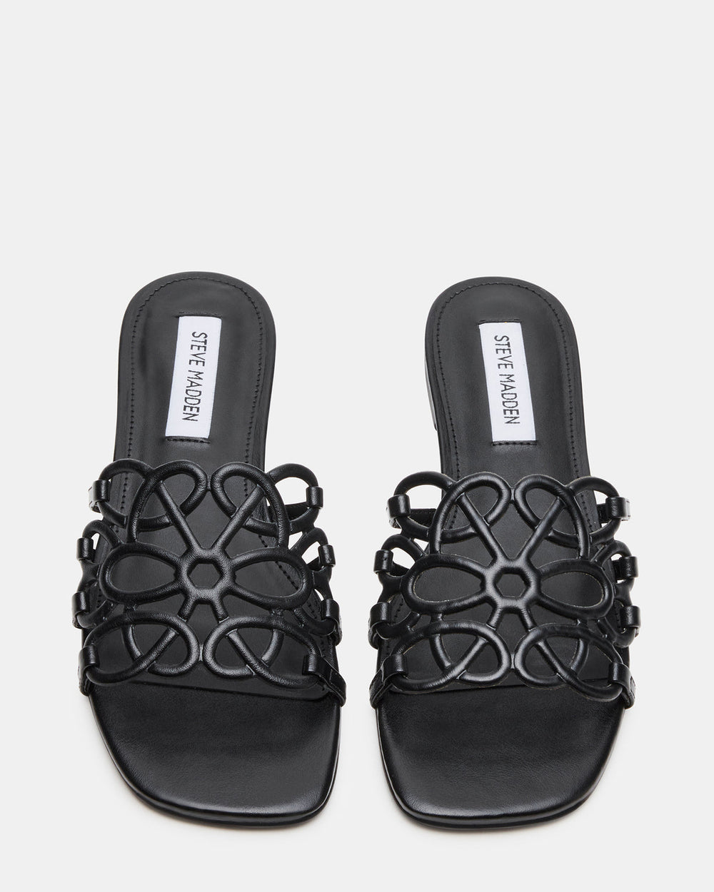 LOTUS Black Leather Square-Toe Slide Women's Sandal | Steve Madden US