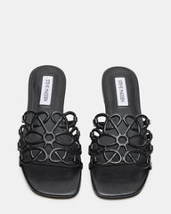 LOTUS Black Leather Square-Toe Slide Women's Sandal | Steve Madden US