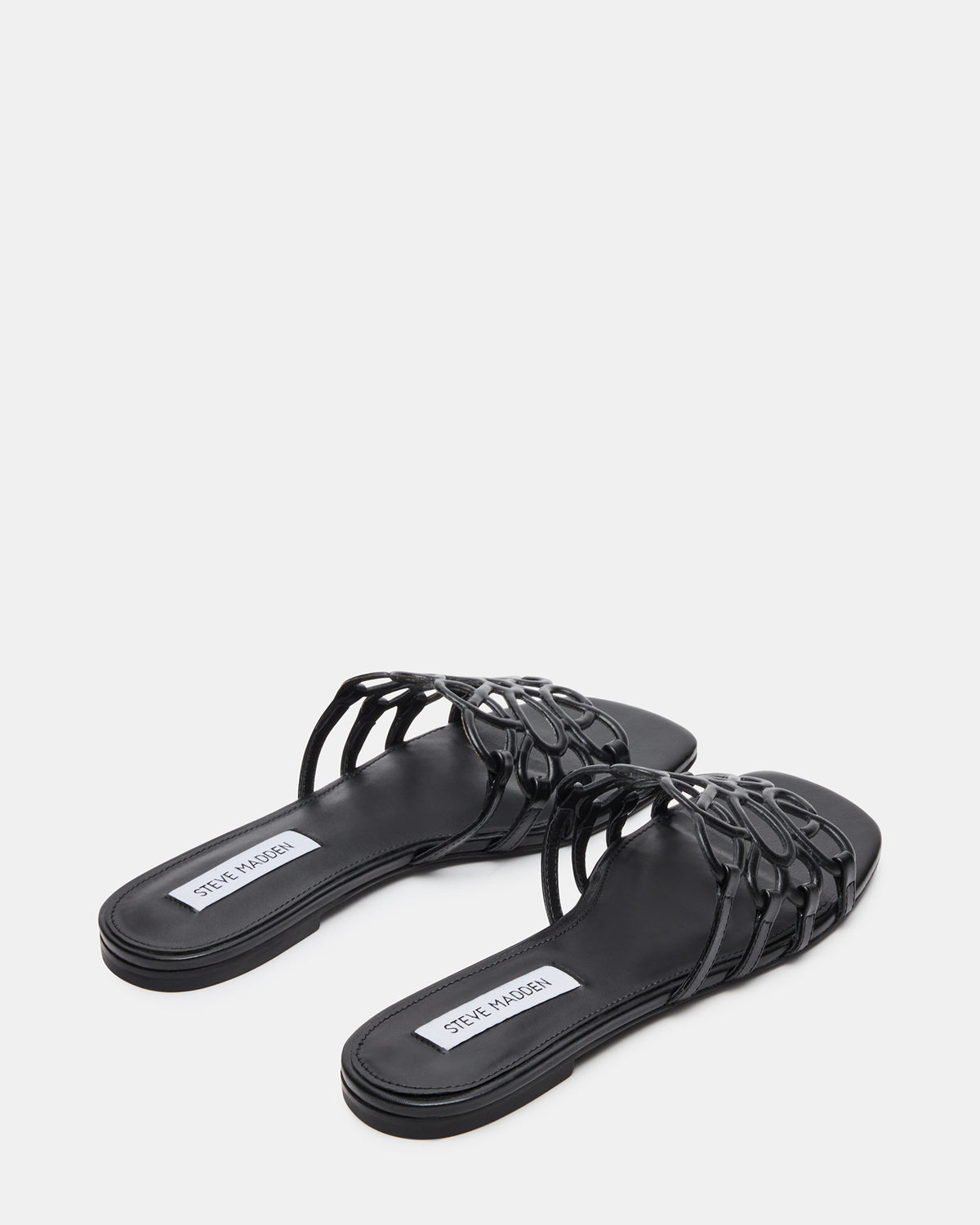 LOTUS Black Leather Square-Toe Slide Women's Sandal | Steve Madden US