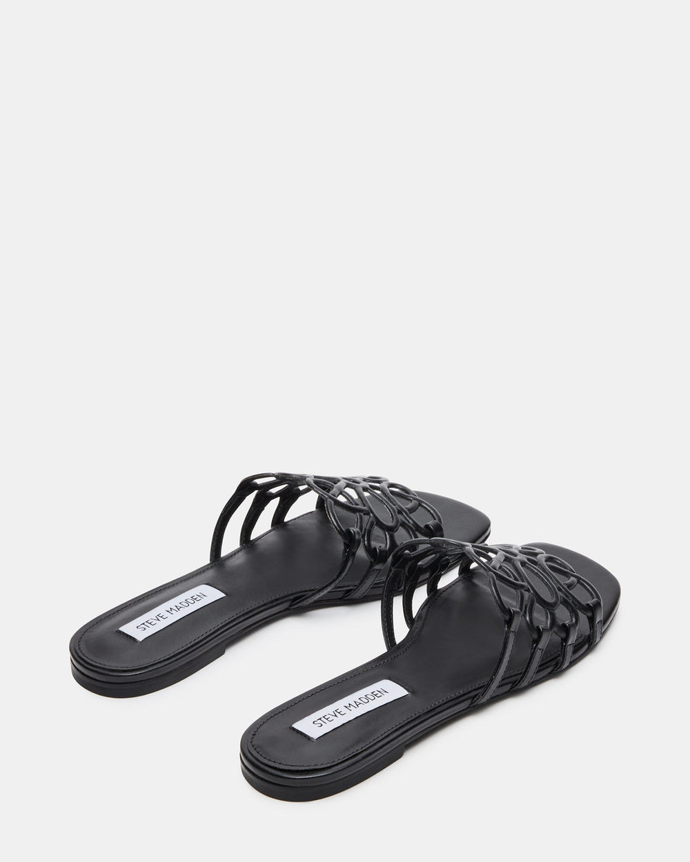 LOTUS Black Leather Square-Toe Slide Women's Sandal | Steve Madden US