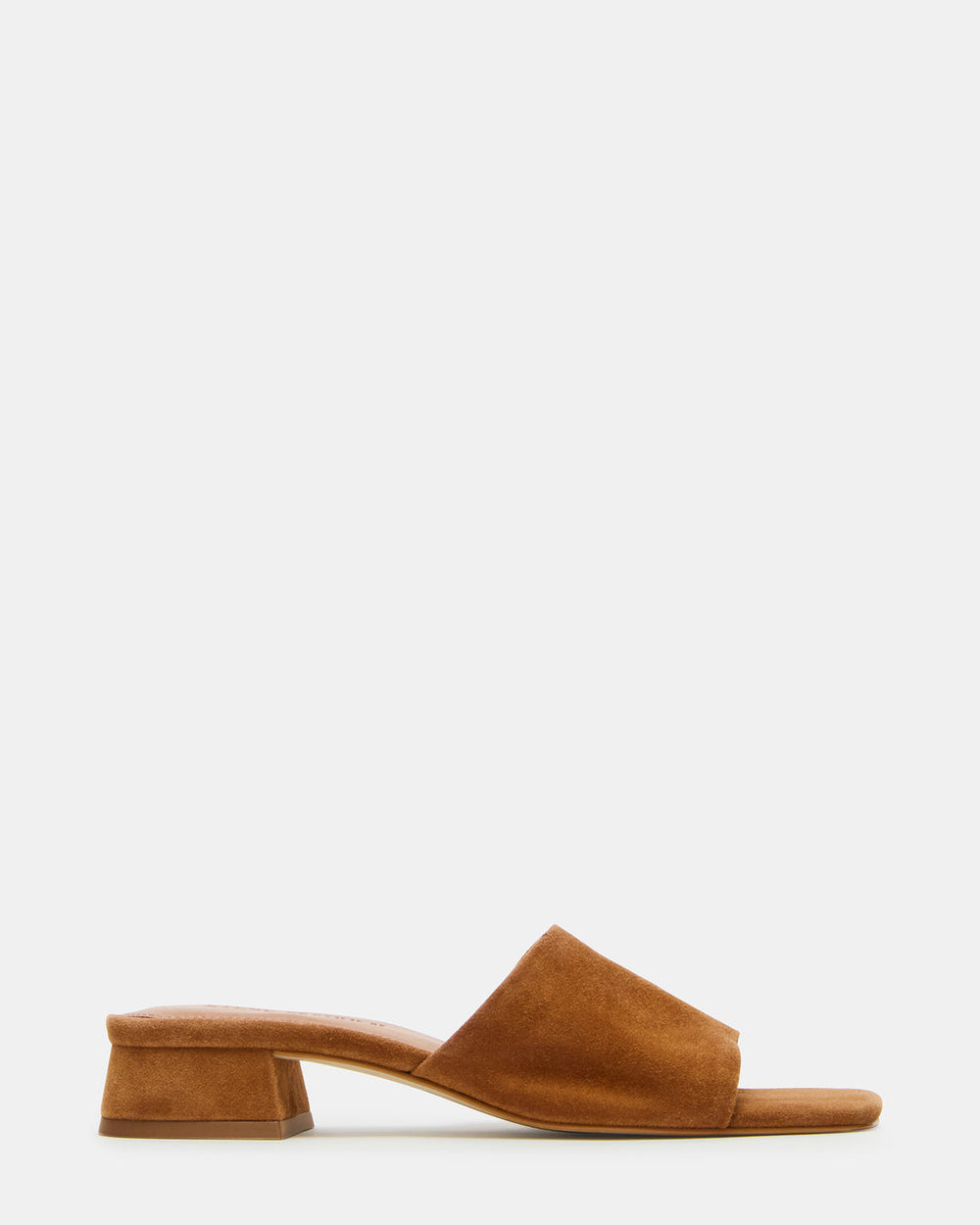 MONTGOMERY Chestnut Suede Square-Toe Slide Mule Women's Sandal | Steve Madden outlet