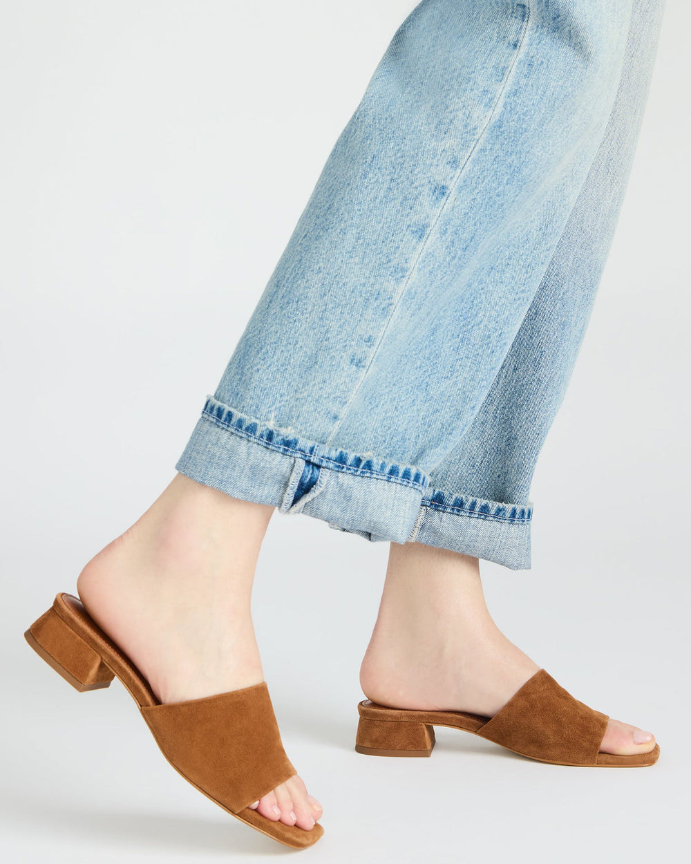 MONTGOMERY Chestnut Suede Square-Toe Slide Mule Women's Sandal | Steve Madden outlet