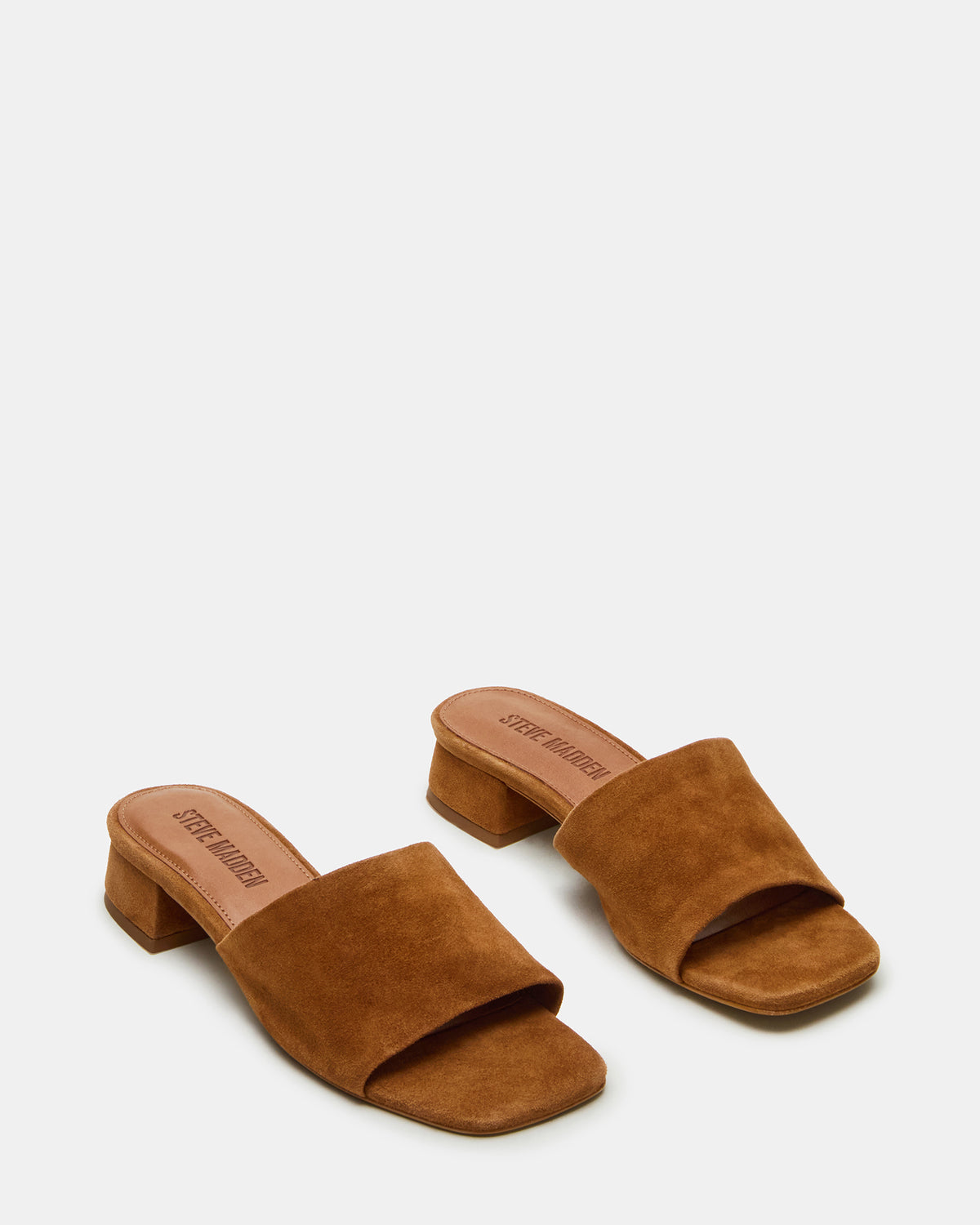 MONTGOMERY Chestnut Suede Square-Toe Slide Mule Women's Sandal | Steve Madden outlet