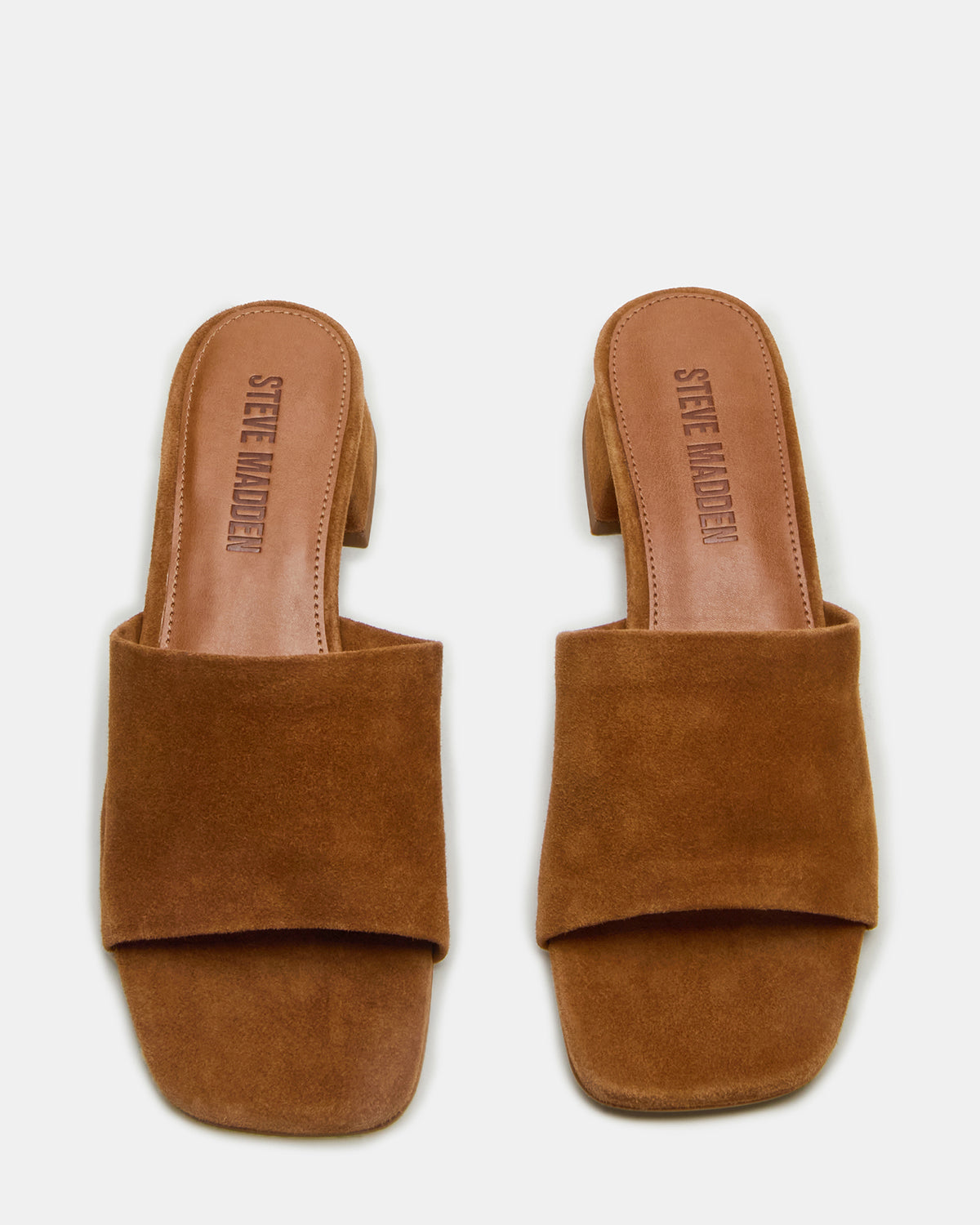 MONTGOMERY Chestnut Suede Square-Toe Slide Mule Women's Sandal | Steve Madden outlet