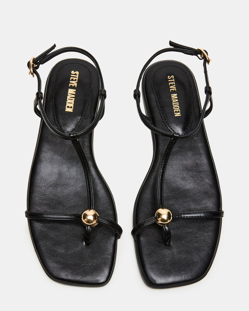 RITZY Black Square-Toe Strappy Women's Sandal | Steve Madden Sale