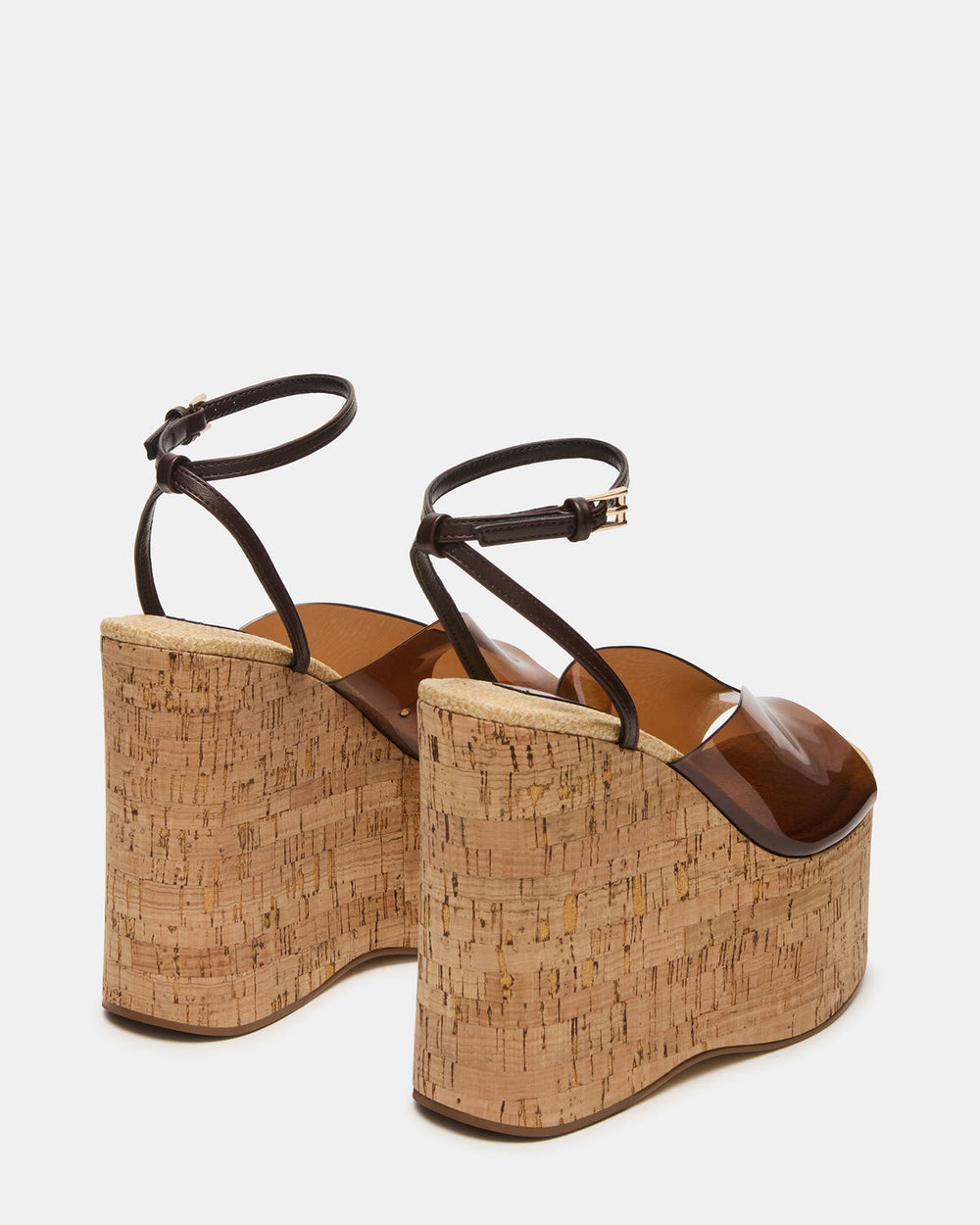 SINAI Brown Square-Toe Platform Wedge Strappy Women's Sandal | Steve Madden for Sale